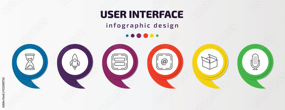 Poster user interface infographic template with icons and 6 step or option. user interface icons such as sa
