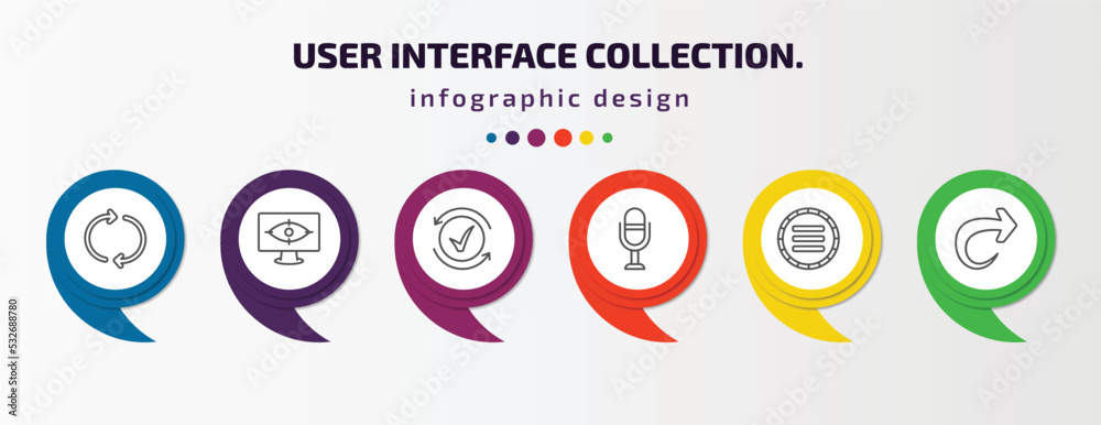 Poster user interface collection. infographic template with icons and 6 step or option. user interface coll
