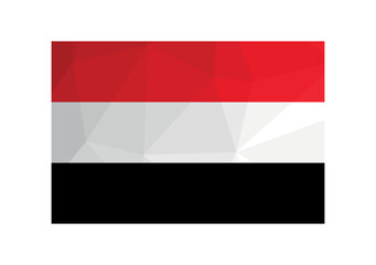 Vector illustration. Official symbol of Yemen; National flag with red, white, black stripes. Creative design in low poly style with triangular shapes. Gradient effect