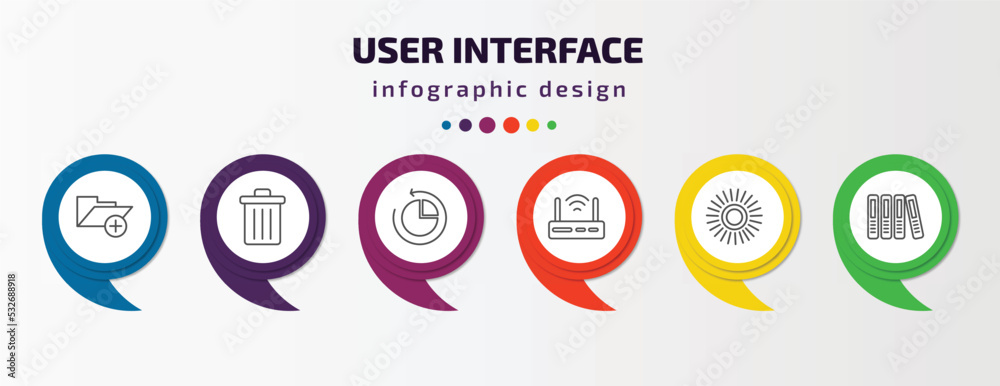 Poster user interface infographic template with icons and 6 step or option. user interface icons such as ad
