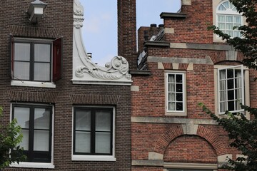 Amsterdam Historic Brick House Facades Details, Netherlands