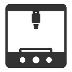 3D printer with a transparent case - icon, illustration on white background, glyph style