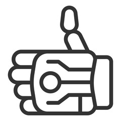Mechanical robot arm showing class gesture - icon, illustration on white background, outline style