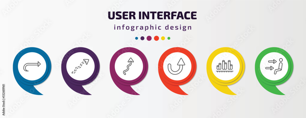 Poster user interface infographic template with icons and 6 step or option. user interface icons such as ro