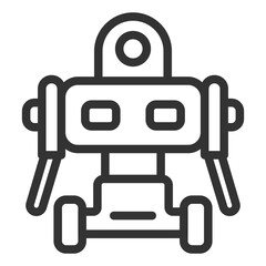 Mobile robot on wheels - icon, illustration on white background, outline style