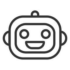 Smiling robot head - icon, illustration on white background, outline style