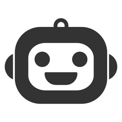 Smiling robot head - icon, illustration on white background, glyph style
