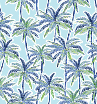 Hand draw Palm Seamless Pattern Print © nuch