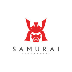Samurai head logo design vector. Samurai warrior logo template