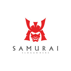 Samurai head logo design vector. Samurai warrior logo template