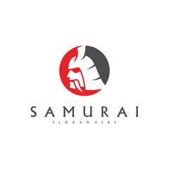 Samurai head logo design vector. Samurai warrior logo template