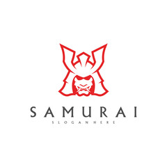 Samurai head logo design vector. Samurai warrior logo template