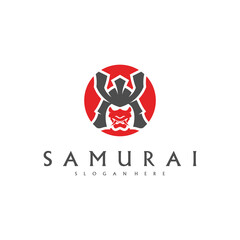 Samurai head logo design vector. Samurai warrior logo template