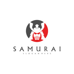 Samurai head logo design vector. Samurai warrior logo template
