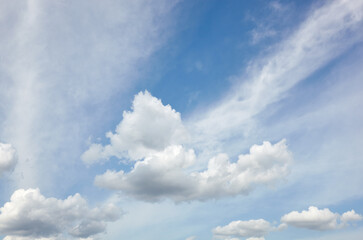 Abstract image of blurred sky. Blue sky background with cumulus clouds