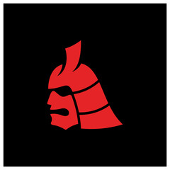 Samurai head logo design vector. Samurai warrior logo template