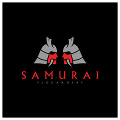Samurai head logo design vector. Samurai warrior logo template