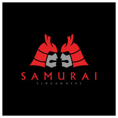Samurai head logo design vector. Samurai warrior logo template