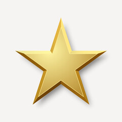 Obraz premium Golden star on a light background with a shadow.Design element