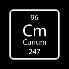 Curium symbol. Chemical element of the periodic table. Vector illustration.