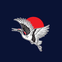 Crane bird isolated vector illustration.