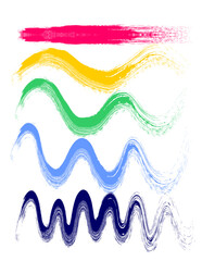 Colorful vector watercolor brush strokes collection, Rainbow Watercolor Brush Smears,brush strokes . Colorful paint spots vector set