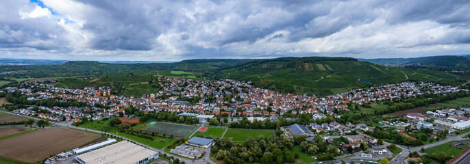 Aerial view of the city Erlenbach, Germany  
