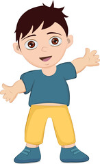 boy character hands up illustration. happy boy child clipart