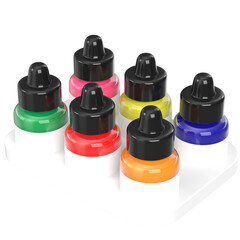 3d rendering illustration of an acrylic ink set