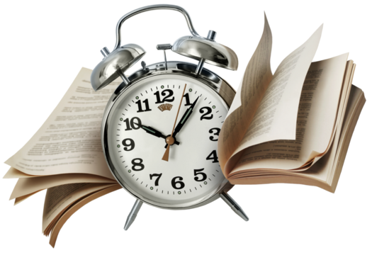 Old alarm clock flying with page wings, time flies fast concept