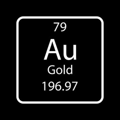 Gold symbol. Chemical element of the periodic table. Vector illustration.