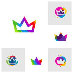 Set of Colorful King Logo Template Design Vector, Emblem, Design Concept, Creative Symbol, Icon