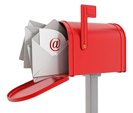 Mailbox with enveloppes on transparent background