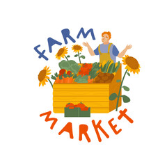 Farmm market logotype. Editable vector illustratio. Flat style