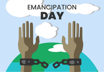Obraz premium Illustration vector graphic of happy emancipation day. Good for poster.