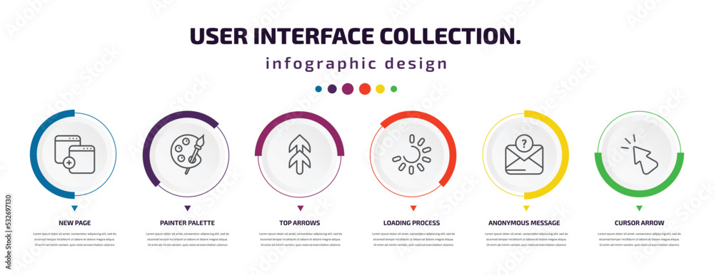 Poster user interface collection. infographic element with icons and 6 step or option. user interface colle