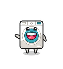 happy washing machine cute mascot character