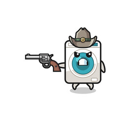 the washing machine cowboy shooting with a gun