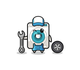 the washing machine character as a mechanic mascot
