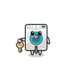 cute washing machine as a real estate agent mascot