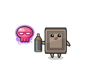 carpet cartoon make a graffiti with a spray paint