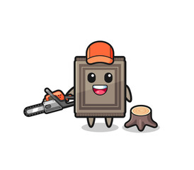 carpet lumberjack character holding a chainsaw
