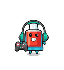 toothpaste gamer mascot holding a game controller