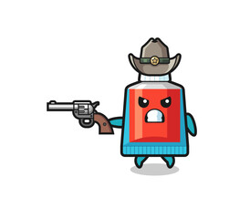 the toothpaste cowboy shooting with a gun