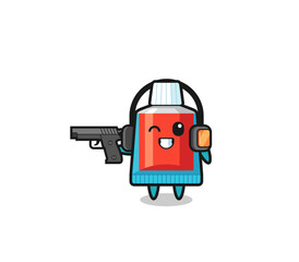 illustration of toothpaste cartoon doing shooting range