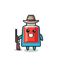 toothpaste hunter mascot holding a gun