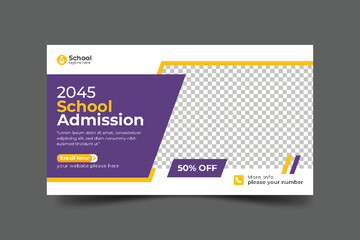 
School education admission web banner social media post & back to school template and web banner - obrazy, fototapety, plakaty