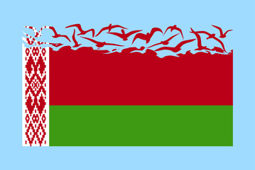 Belarus flag with freedom concept, Belarus flag transforming into flying birds vector
