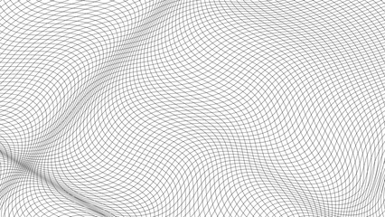 Grid wavy lines pattern, mesh square matrix, stretch density texture