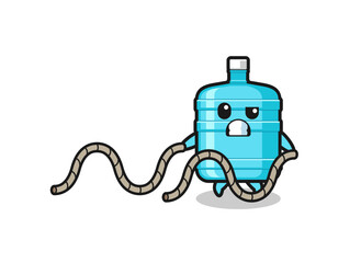illustration of gallon water bottle doing battle rope workout